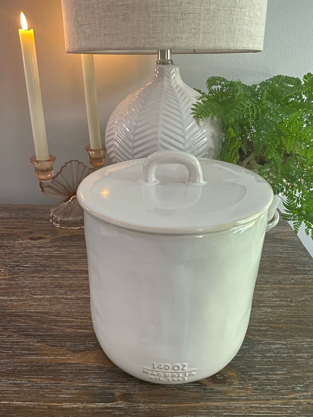 Magnolia Mia Ceramic Lidded Canister 140oz Creamy White